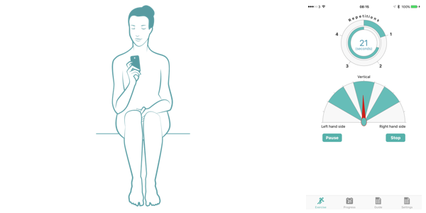 Sit again in the vertical position Person again sitting in the vertical position at the end of one repetition