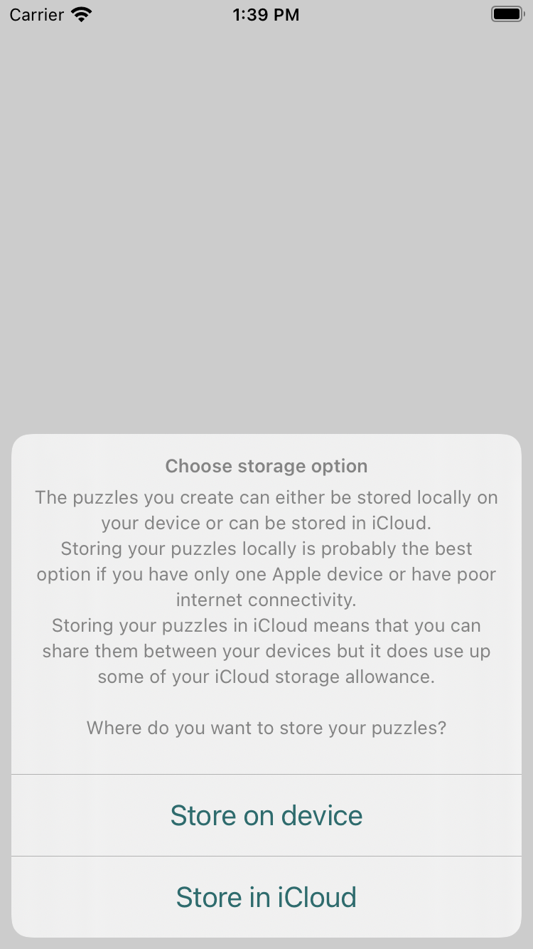 Choose your storage location The choose your storage location screen