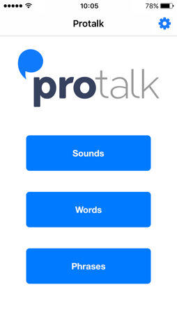 The main Protalk navigation menu The main Protalk navigation menu