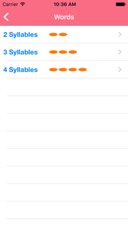 The syllable length menu The syllable length menu